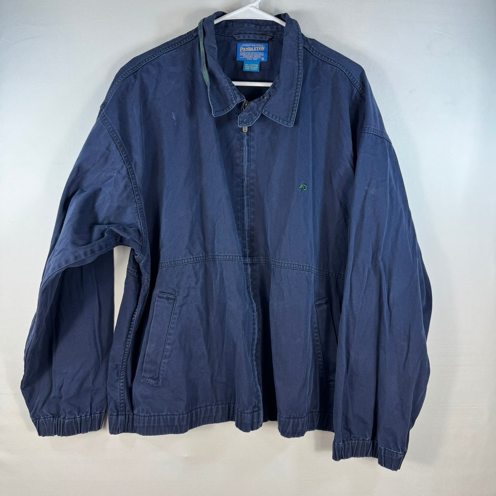 Pendleton Mens Navy Blue Cotton Full Zip Harrington Jacket Coat Large L